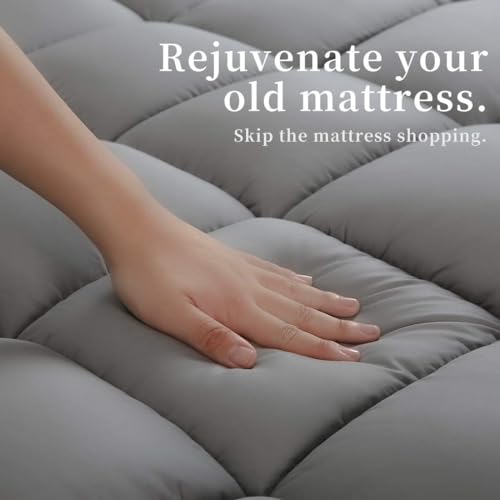 Image of COONP Super Queen Mattress Topper, Extra Thick Pillowtop, Cooling Plush Mattress Pad Cover Bed Topper Protector with 8-21 Inch Deep Pocket (Grey, Super Queen)