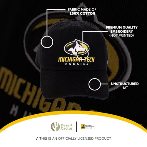 Gorra beisbolera ajustable Michigan Tech negra miniatura 3