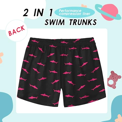 Ft Fenteng Boys Swim Trunks With Compression Liner, Boys Bathing Suit Boys Swimming Trunks Black Shark Boy Board Shorts Swimwear thumb #6