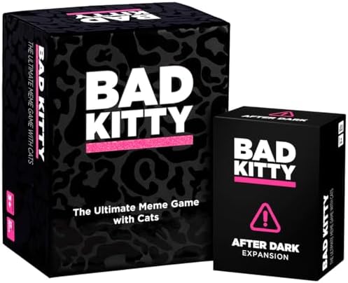 Bad Kitty Adult Party Game + After Dark Expansion Set - Ultimate Meme Game with Cats - Exploding for White Elephant Parties, Stocking Stuffers + Board Games Night with Friends