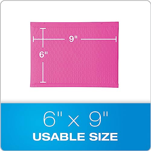 Image of Quality Park Bubble Mailers, 6 x 9 Inch, Pink Poly Mailers, Padded Envelopes, Shipping Envelopes, Water Resistant, Self Seal, 50 Per Box (QUA85858)