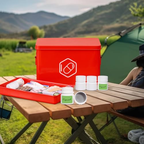 Image of Small Pill Bottle for Travel Screw Top, Empty Medicine Bottles for Pills Capsules Vitamins, Food Grade Wide Mouth Plastic Small Travel Medicine Containers with Labels (White, 1oz /30ml, 8 Pcs)