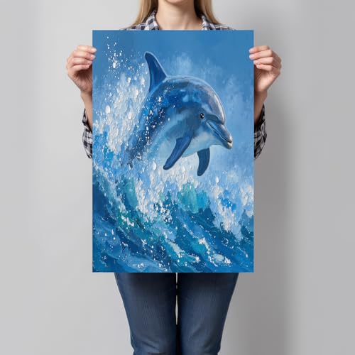 Cuadros de salón con delfines y olas para dar un aire fresco y relajante a tu hogar