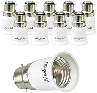 Aiwode B22 to E27 Socket Adapter,Lamp Base Converter for LED Bulbs and Incandescent Bulbs and CFL Bulbs,Max Wattage 200W,0~250V,120 Degree Heat Resistant,10 Pack.