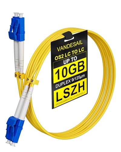 VANDESAIL 40M OS2 Fiber Patch Cable Single Mode LC to LC, Duplex Singlemode Fiber Optic Cable LC-LC Fiber Jumper Patch Cords 1G/10GB LSZH 9/125µm for QSFP Transceiver -40m(131FT) 1 Pack