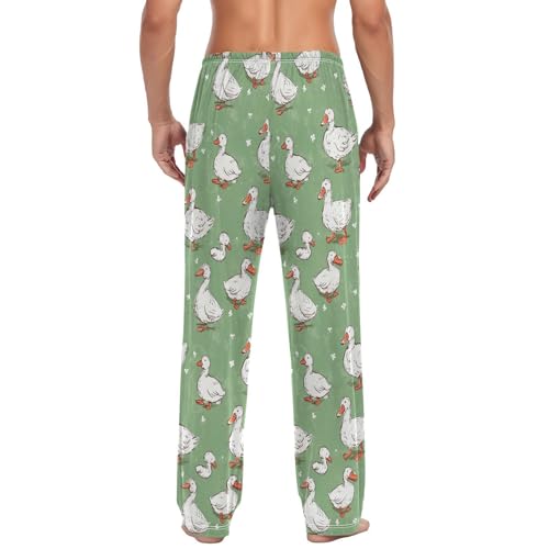 Men’s Cute Ducks Pajama Pants with Pockets, Comfortable Lounge Sleep Bottoms#3672