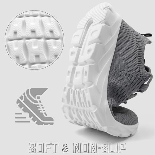 Womens Tennis Running Shoes Walking Comfortable Slip On Breathable Non Slip Athletic Gym Workout Cross Training Fashion Sneakers,Grey Size103