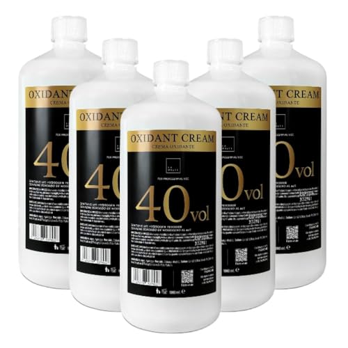 LA MISTT Crema Oxigenada 40 Vol (12%) para Tintes | 5 Botellas de 1 Litro | Decolorante Pelo Profesional