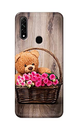Image of PRINTFIDAA Roses and Teddy Bear in The Wicker Hard Back Cover for Oppo A31 (2020) / Oppo A8 Back Cover -(P6) KAT1004