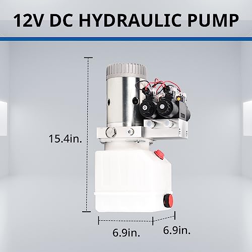 Image of 4.5 Quart Hydraulic Power Unit 1.6KW Hydraulic Pump 12V DC 3200 PSI Double Acting Dump Trailer Pump Plastic Oil Reservoir for Car Lifting Platforms