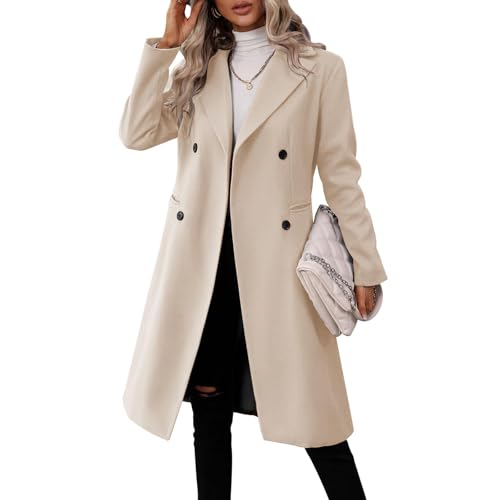 Manteau laine mélangée femme hiver chic long boutons double rang vestiaire