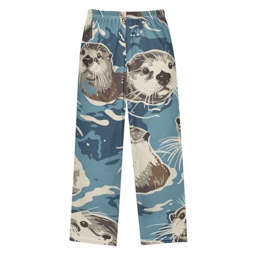 ZZXXB Cartoon Otters Boys Long Pants Soft Trousers Elastic Waist Kids Lounge Bottoms with Pockets S-XL2