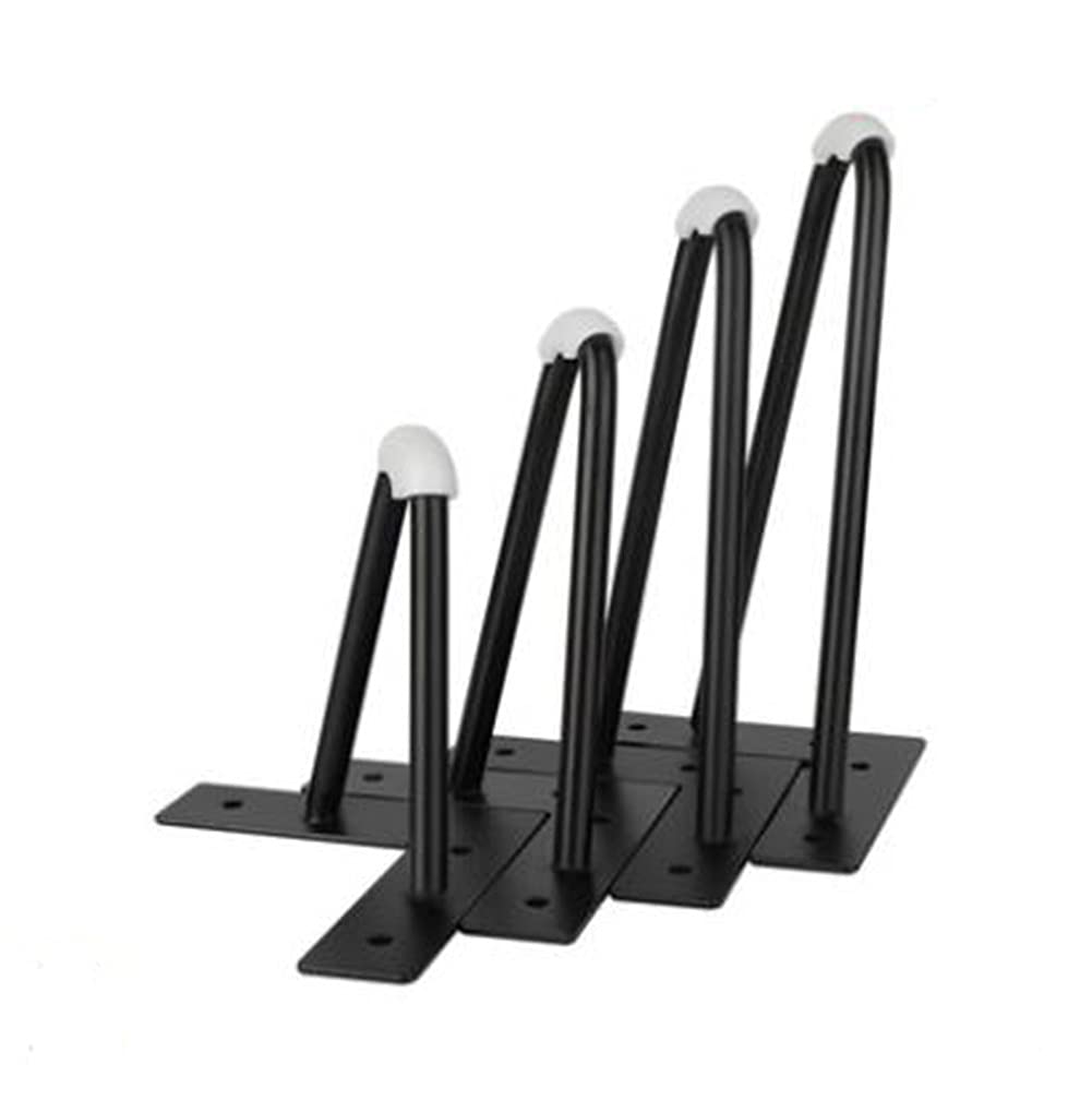 4 pezzi Gambe per tornanti, Gambe per Mobili in Ferro, con protezioni per pavimenti in gomma e viti, per casa, progetti fai da te, TV e divano(Color:Black,Size:12cm)