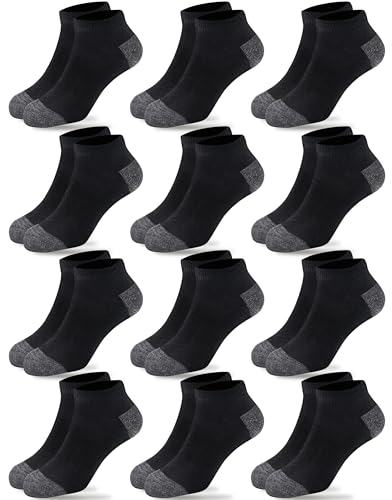 Duufin 12 Pairs Kids Socks Boys Girls 6-8 Years Old Low Cut Athletic Ankle Socks for Kids Youth, 6-8X