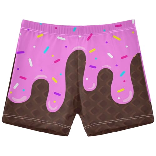 Boys Swim Trunks Quick Dry Bathing Suit Purple Brown Ice Cream Toddler Swim Shorts Boardshorts Swimwear 3-10