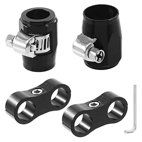 Swpeet 5Pcs 8AN Rubber Hose Connector with Pipe Clamps and Hose Separator Clamp Assortment Kit