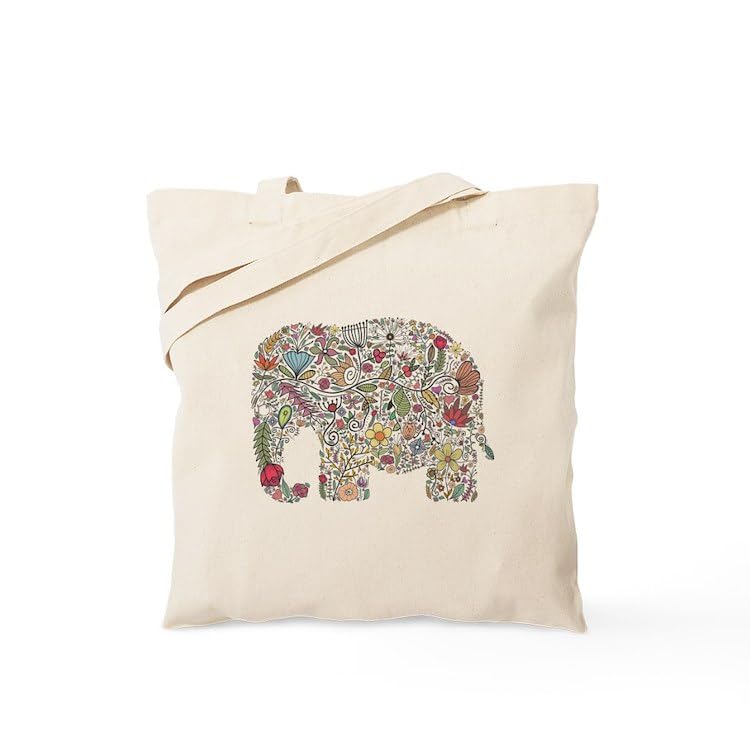 CafePress Floral Heart Canvas Tote Bag - Reusable Natural Shopping Bag, Two Sizes, Durable & Eco-Friendly - View #12