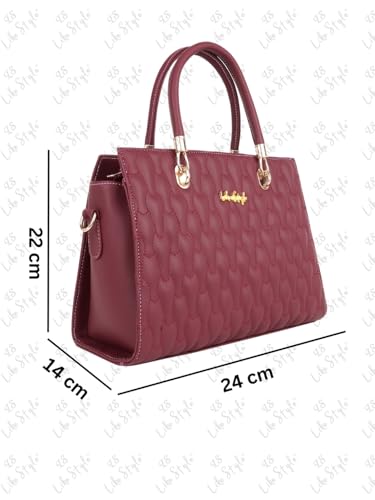 Image of LIKE STYLE Quilted PU Rexine Handbag with Detachable Sling Strap