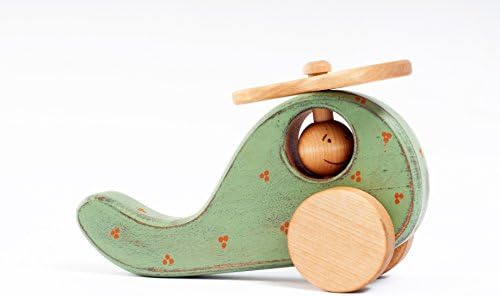 Kids Baby True Handmade Wood Learning Toy Mint Green Helicopter