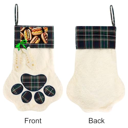 Calcetín de Navidad personalizado con perros calientes para chimenea 4