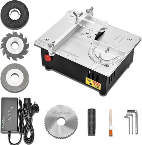 HPGJLEE Precision Mini Electric Table Saw DIY Hobbyist Handmade Woodworking Bench Cutting Machine Cutting Depth Adjustable Multifunctional Small Electric Saw