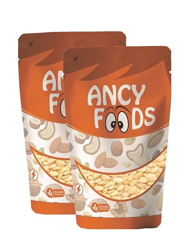 Image of Ancy Watermelon Seeds (Tarbooj Beej) 500 Grams (250g X 2) - Raw Watermelon Seeds Packed with Protein, Fiber & Energy to Support Focus & Stamina - Delicious Dried Seeds for Office Lunches, Kids' Study Snacks & Mom's Homemade Halwa, Laddu & Home Made Sweets | Whole Roasted Tarbooj Seed | Raw Watermelon Beej
