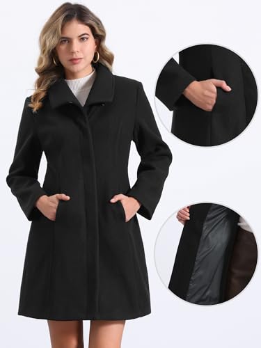 Allegra K Elegant Winter Coats for Women's Casual Button Outwear Pea Overcoat2