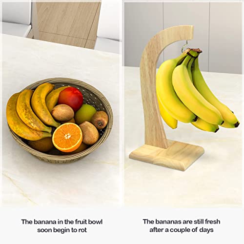 Flatro Banana Holder with Durable Hook - 100% Rubberwood Banana Tree | Wooden Banana Hanger Stand to Keep Bananas Fresh – Sleek and Sturdy Design for Fruit Storage at Home, Kitchen, and Bar - Image 2