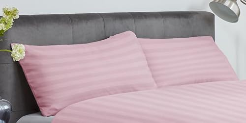 John Aird Pink Striped Microfibre Pair Of Pillowcases (Pair Of Pillowcases, )
