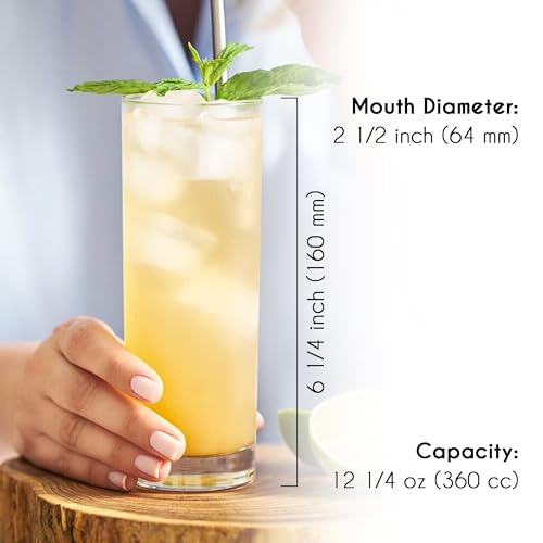 Volarium CRYSTALIA Premium Quality Highball Glasses Set of 6, 360ml European Glass Lead Free Tall Tumblers, HiBall Glasses, High Ball Glass, Tall Drinking Tumblers, Hi Ball Glases