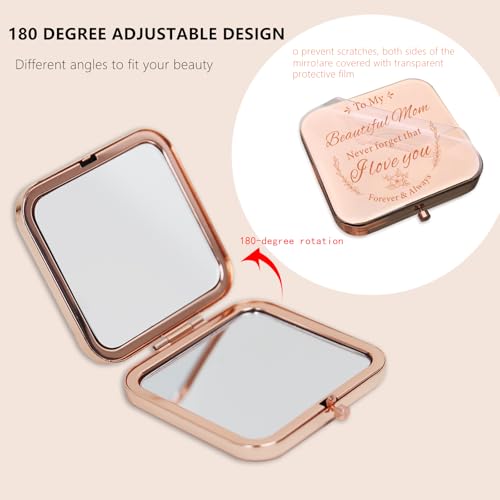 Espejo compacto cuadrado rosa dorado para mamá miniatura 2