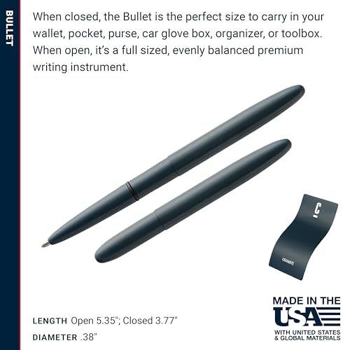 Image of Fisher Space Pen Elite Navy Blue Cerakote Finish Bullet Pen, Pressurized Ballpoint Pen, Compact Size, Writes Upside Down, Extreme Temperatures, Black Ink, Medium Point, Made in the USA