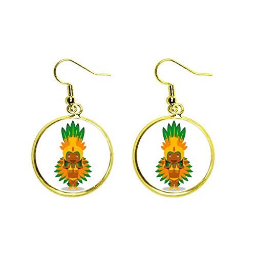 Pendientes Naranja salvaje de mujer con dibujos animados y gota dorada