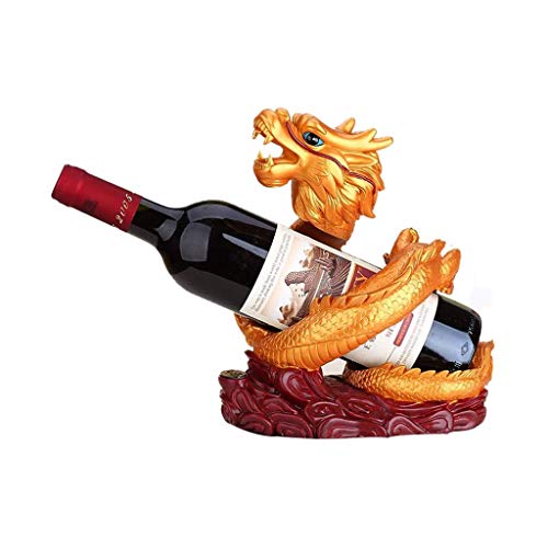 Soporte para botellas de vino de resina con dragón dorado miniatura 1