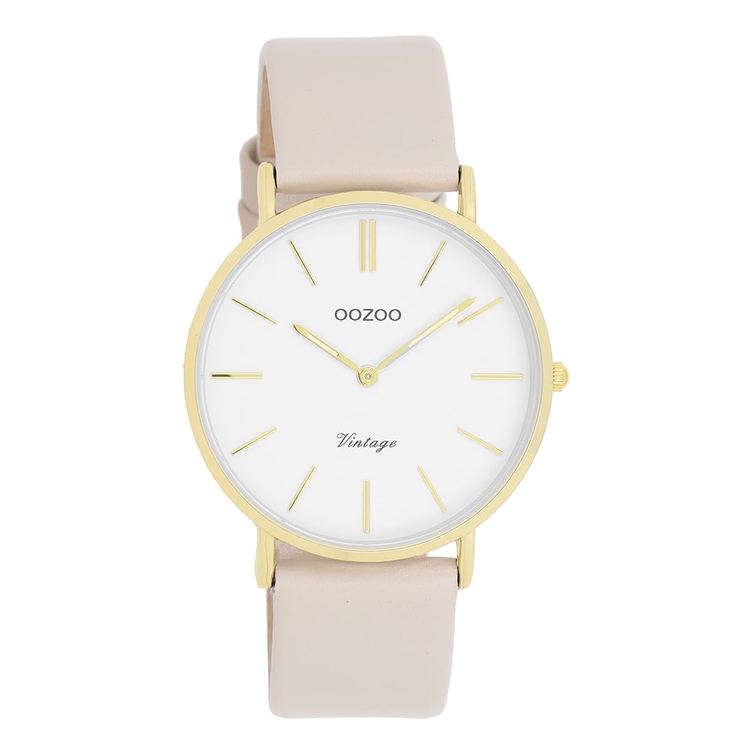 Oozoo Vintage Damen Uhr - Armbanduhr Damen mit 18mm Lederarmband - Analog Damenuhr in rund