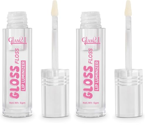 Image of Glam21 Gloss Floss Lip Luminizer|High-Gloss Finish|Non-Sticky Formula| Hydrating Formula| Lightweight |Comfortable Lip Gloss| Everyday Lip Gloss for Natural Look | Transparent |5gm (Pack of 2)
