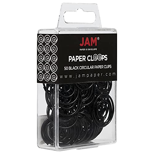 Jam Paper Circular Paper Clips - Round Paperclips - Black - 50/Pack #TOP1