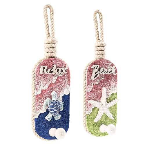pechpell 2 Pcs Beach Decorative Wall Hooks Bathroom Wall Hanging Home Decor