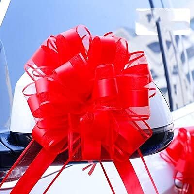 30pcs White/Silver/Pink Extra Large Snow Yarn Pull Bow Ribbon for Gift Packing Party Festive Wedding Car Door Handle Decoration (red)