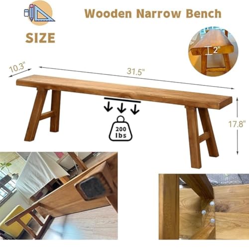 Image of Solid Entrance 80x26x45 Cm Long Setting Bench, Wood Bench for Living Room | Hallway Furniture | Solid Wood Sitting Chair for Home Teak Finish (L 31.5 inch x W 10.3 inch x H 17.8 inch)