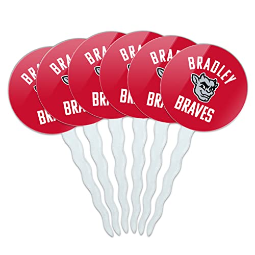 Bradley University Braves Cupcake Picks Toppers Decoration Set of 6