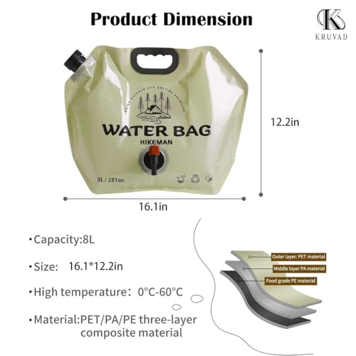 Camping Water Saving Container Bag 8L Drinking Water Portable and Convenient Collapsible with Faucet Water Tank Mountain Container Bag for Outdoor Adventures and Emergencies [ 31x41x1 CM ]