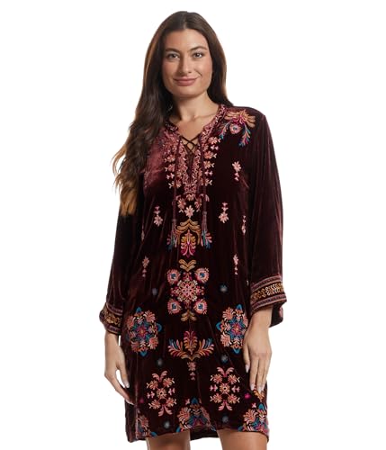 Johnny Was Women's Velvet Tie Front Kimono Dress- Brandi, BlackBerry, Large at Amazon Women's Clothing store