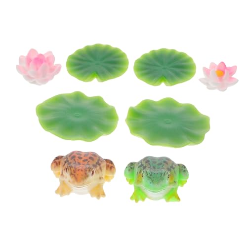 POPETPOP 1 Juego Pequeños Adornos Paisajísticos Lindas Decoraciones Estatua De Rana Mini Figuritas De Ranas Decoraciones De Ranas Adorno De Rana Adornos De Loto Figuritas De Loto Resina