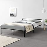 [en.casa] Cama de Metal con Somier Minimalista 140 x 200 cm Cama Doble Cama Matrimonio Negro Mate