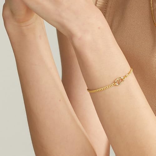14K Gold Plated Dainty Chain Bracelet for Women – Adjustable Minimalist Pendant Jewelry, Trendy Fashion Gift | Star & Anchor Bracelet (Anchor)2
