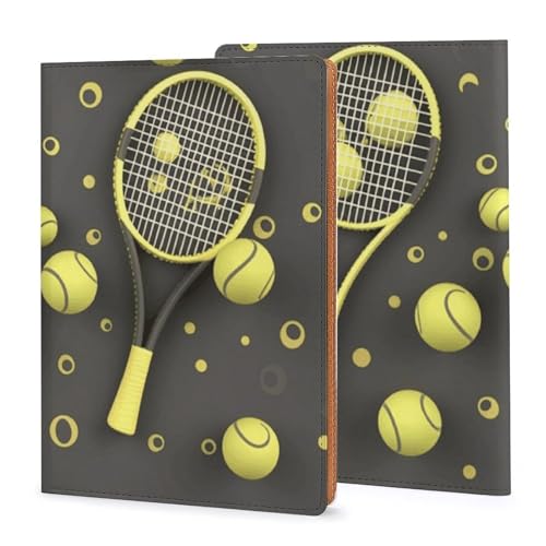 Couverture de carnet en cuir synthétique A5 durable et robuste avec motif tennis élégant
