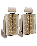 T&H XHome Animal Print Car Seat Protector, 2 Pack Kick Mats Back Seat Protector Rustic Brown Deer