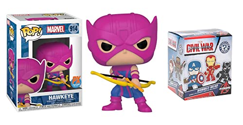The OG Color-Way Hawkeye Funko Pop! Pack: Marvel Hawkeye 914 Purple Fx Exclusive + Bonus Civil War Funko Mystery Mini Box (2 Items)