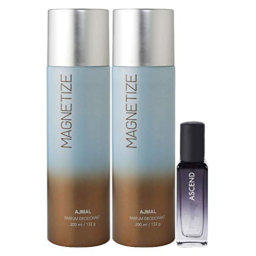 Image of Ajmal 2 Magnetize Deo each 200ML & Ascend EDP 20ML Pack of 3 (Total 420ML) for Men & Women